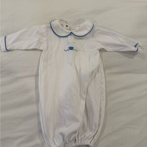 Charming White and Blue Baby Gown